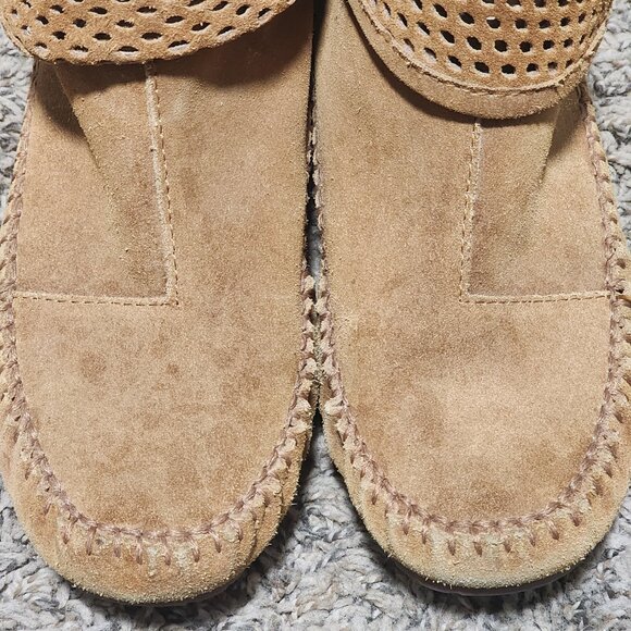 Women's EMU Australia Ever Size 7 Ghostgum Suede Moccasin Bootie Chestnut Boho - Picture 8 of 9